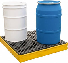 UltraTech - 66 Gal Sump, 2,400 Lb Capacity, 4 Drum, Polyethylene Spill Deck or Pallet - 56" Long x 25" Wide x 8" High, Liftable Fork, 2 x 4 Drum Configuration - Benchmark Tooling