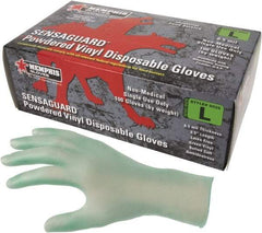 MCR Safety - Size XL, 6-1/2 mil, Industrial Grade, Powdered Vinyl Disposable Gloves - 9-1/2" Long, Green, Smooth Rolled Cuffs, FDA Approved, Ambidextrous - Benchmark Tooling