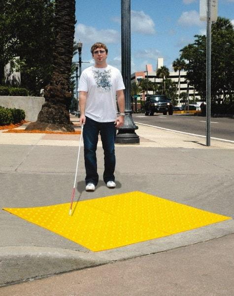 UltraTech - 4 Ft. Long x 2 Ft. Wide, Urethane Surface, Molded Bubble Entrance Matting - Outdoor, Heavy Traffic, Urethane, Yellow - Benchmark Tooling