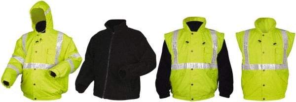 MCR Safety - Size 3XL, Lime, Rain, Cold Weather Rain Jacket - 3 Pockets, Rollaway Hood - Benchmark Tooling