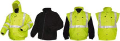 MCR Safety - Size 4XL, Lime, Rain, Cold Weather Rain Jacket - 3 Pockets, Packable Hood - Benchmark Tooling