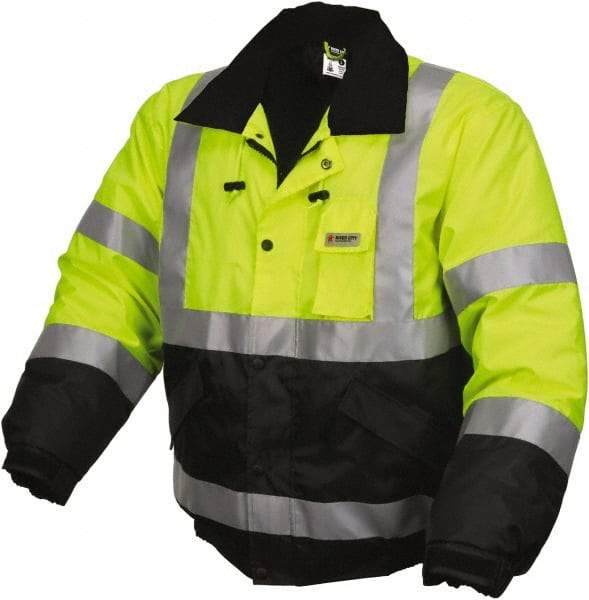 MCR Safety - Size 4XL, Lime, Rain, Cold Weather Rain Jacket - 3 Pockets, Rollaway Hood - Benchmark Tooling