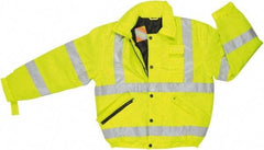 MCR Safety - Size 4XL, High Visibility Lime, Rain, Cold Weather Rain Jacket - 3 Pockets, Detachable Hood - Benchmark Tooling