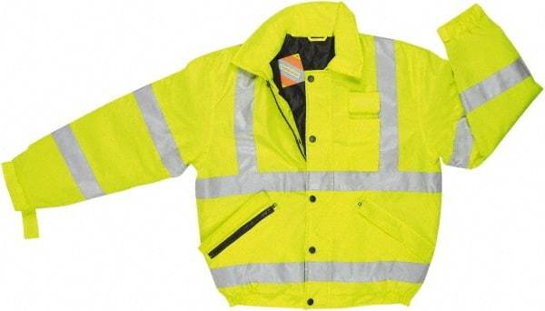 MCR Safety - Size 3XL, High Visibility Lime, Rain, Cold Weather Rain Jacket - 3 Pockets, Attached Hood - Benchmark Tooling