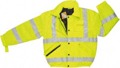 MCR Safety - Size 2XL, High Visibility Lime, Rain, Cold Weather Rain Jacket - 3 Pockets, Attached Hood - Benchmark Tooling