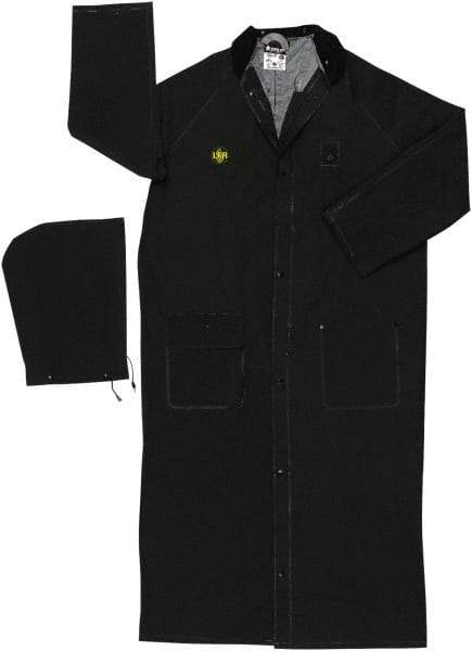MCR Safety - Size XL, Black, Rain Jacket - 2 Pockets, Attached Hood - Benchmark Tooling