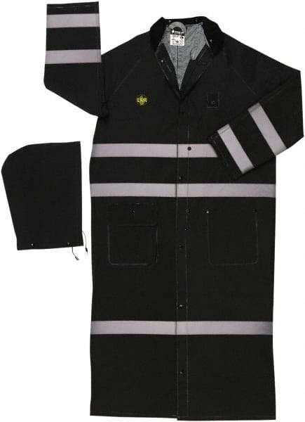 MCR Safety - Size 2XL, Black, Rain Jacket - 2 Pockets, Detachable Hood - Benchmark Tooling