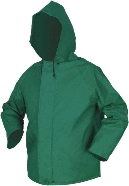 MCR Safety - Size 5XL, Green, Rain Jacket - Attached Hood - Benchmark Tooling