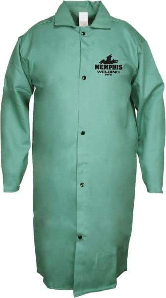 MCR Safety - Size M Welding & Flame Resistant/Retardant Coat - Green, Cotton, Snaps Closure - Benchmark Tooling