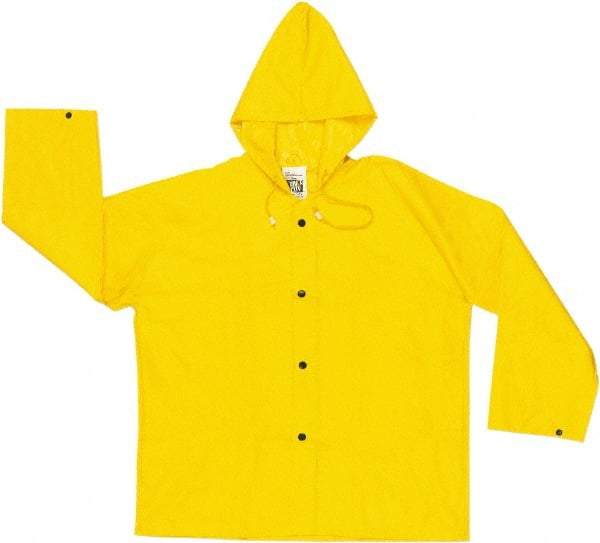 MCR Safety - Size 2XL, Yellow, Rain Jacket - 2 Pockets, Detachable Hood - Benchmark Tooling