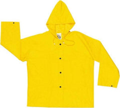 MCR Safety - Size L, Yellow, Rain Jacket - 2 Pockets, Detachable Hood - Benchmark Tooling