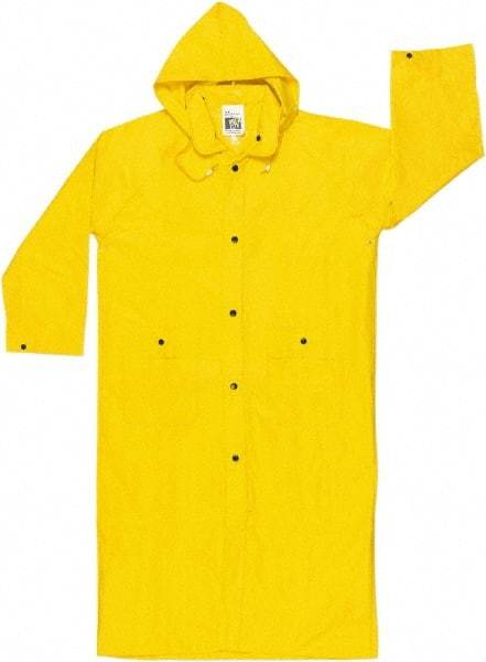 MCR Safety - Size 2XL, Yellow, Rain Jacket - 2 Pockets, Attached Hood - Benchmark Tooling