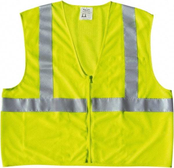 MCR Safety - Size M High Visibility Lime Mesh General Purpose Vest - 24" Chest, ANSI 107-2015, Zipper Closure, 2 Pockets, Polyester - Benchmark Tooling