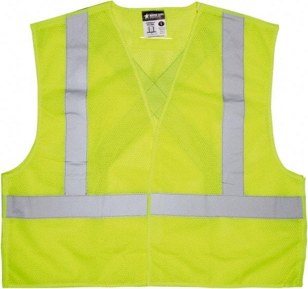 MCR Safety - Size 3XL High Visibility Lime Breakaway Vest - 27.4" Chest, ANSI 107-2015, Hook & Loop Closure, Polyester - Benchmark Tooling