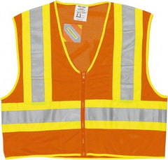 MCR Safety - Size XL High Visibility Orange General Purpose Vest - 25.4" Chest, ANSI 107-2015, Zipper Closure, 2 Pockets, Polyester - Benchmark Tooling