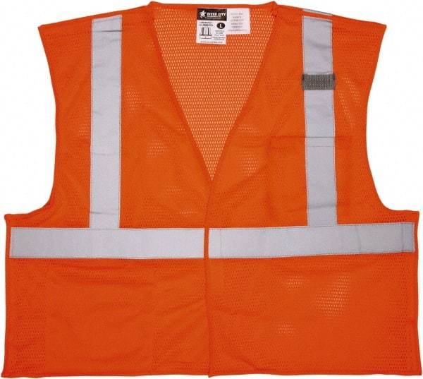 MCR Safety - Size 4XL Flame Resistant/Retardant Orange Mesh Breakaway Vest - 28.4" Chest, ANSI 107-2015, Hook & Loop Closure, 2 Pockets, Polyester - Benchmark Tooling