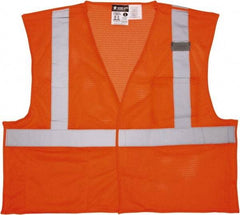 MCR Safety - Size 2XL Flame Resistant/Retardant Orange Mesh Breakaway Vest - 26.4" Chest, ANSI 107-2015, Hook & Loop Closure, 2 Pockets, Polyester - Benchmark Tooling