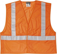 MCR Safety - Size XL High Visibility Orange Mesh Breakaway Vest - 25.4" Chest, ANSI 107-2015, Hook & Loop Closure, 3 Pockets, Polyester - Benchmark Tooling