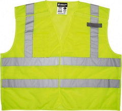 MCR Safety - Size XL High Visibility Lime Mesh Breakaway Vest - 25.4" Chest, ANSI 107-2015, Hook & Loop Closure, 3 Pockets, Polyester - Benchmark Tooling