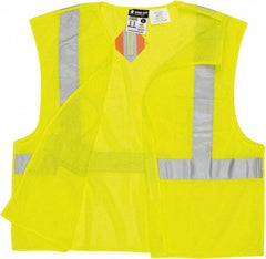 MCR Safety - Size L Flame Resistant/Retardant Lime Mesh Breakaway Vest - 24.4" Chest, ANSI 107-2015, Hook & Loop Closure, 2 Pockets, Polyester - Benchmark Tooling