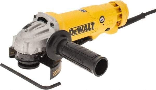 DeWALT - 4-1/2" Wheel Diam, 11,000 RPM, Corded Angle & Disc Grinder - 5/8-11 Spindle, 120 Volts, 11 Amps - Benchmark Tooling