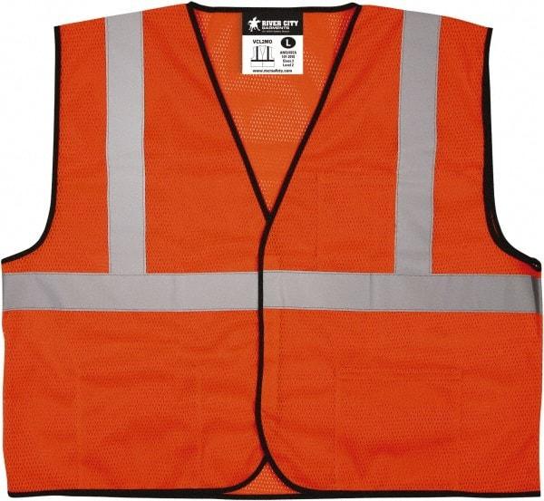 MCR Safety - Size 3XL High Visibility Orange Mesh General Purpose Vest - 27.4" Chest, ANSI 107-2015, Hook & Loop Closure, 3 Pockets, Polyester - Benchmark Tooling