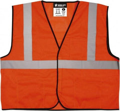 MCR Safety - Size 3XL High Visibility Orange Mesh General Purpose Vest - 27.4" Chest, ANSI 107-2015, Hook & Loop Closure, 3 Pockets, Polyester - Benchmark Tooling