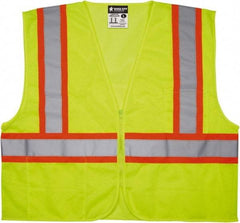 MCR Safety - Size 4XL Flame Resistant/Retardant Lime General Purpose Vest - 28.4" Chest, ANSI 107-2015, Zipper Closure, 2 Pockets, Polyester - Benchmark Tooling