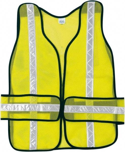 MCR Safety - One Size Fits Most High Visibility Lime Mesh Breakaway Vest - 38" Chest, Hook & Loop Closure, Polyester - Benchmark Tooling