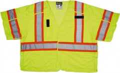 MCR Safety - Size L High Visibility Lime Mesh Surveyor's Vest - 26" Chest, ANSI 107-2015, Hook & Loop Closure, 5 Pockets, Polyester - Benchmark Tooling