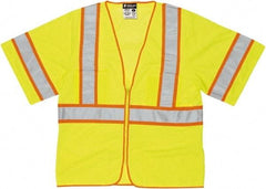 MCR Safety - Size 3XL High Visibility Lime General Purpose Vest - 27.4" Chest, ANSI 107-2015, Zipper Closure, 2 Pockets, Polyester - Benchmark Tooling