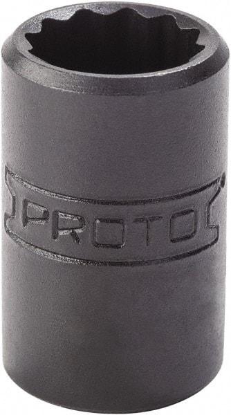 Proto - 1/2", 1/4" Drive, Standard Hand Socket - 12 Points, 7/8" OAL, Alloy Steel, Black Finish - Benchmark Tooling