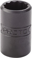 Proto - 1/2", 1/4" Drive, Standard Hand Socket - 12 Points, 7/8" OAL, Alloy Steel, Black Finish - Benchmark Tooling