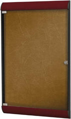 Ghent - 42.13" Wide x 27-3/4" High Enclosed Cork Bulletin Board - Vinyl, Navy Blue - Benchmark Tooling