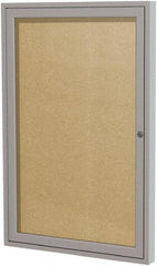 Ghent - 36" Wide x 30" High Enclosed Cork Bulletin Board - Vinyl, Caramel - Benchmark Tooling