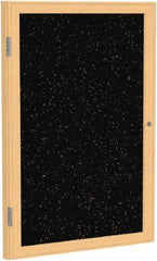 Ghent - 36" Wide x 30" High Enclosed Cork Bulletin Board - Rubber, Tan Speckled - Benchmark Tooling