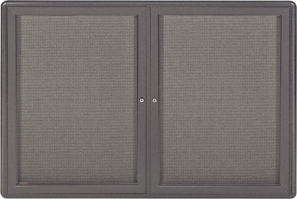 Ghent - 34" Wide x 24" High Enclosed Cork Bulletin Board - Fabric Covered, Black - Benchmark Tooling