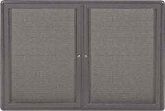 Ghent - 34" Wide x 24" High Enclosed Cork Bulletin Board - Fabric Covered, Black - Benchmark Tooling