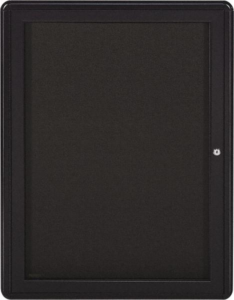 Ghent - 34" Wide x 24" High Enclosed Cork Bulletin Board - Fabric Covered, Gray - Benchmark Tooling