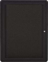 Ghent - 34" Wide x 24" High Enclosed Cork Bulletin Board - Fabric Covered, Gray - Benchmark Tooling