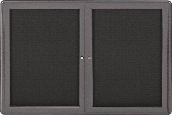 Ghent - 34" Wide x 24" High Enclosed Cork Bulletin Board - Fabric Covered, Gray - Benchmark Tooling