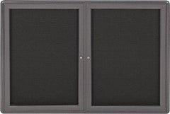 Ghent - 34" Wide x 24" High Enclosed Cork Bulletin Board - Fabric Covered, Gray - Benchmark Tooling