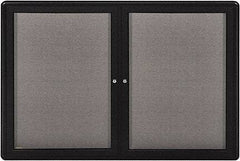 Ghent - 34" Wide x 24" High Enclosed Cork Bulletin Board - Fabric Covered, Black - Benchmark Tooling