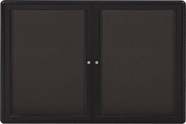 Ghent - 47" Wide x 34" High Enclosed Cork Bulletin Board - Fabric Covered, Gray - Benchmark Tooling