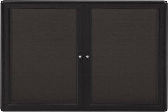 Ghent - 47" Wide x 34" High Enclosed Cork Bulletin Board - Fabric Covered, Gray - Benchmark Tooling