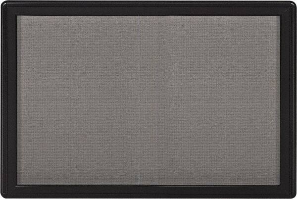 Ghent - 47" Wide x 34" High Enclosed Cork Bulletin Board - Fabric Covered, Black - Benchmark Tooling