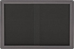 Ghent - 47" Wide x 34" High Enclosed Cork Bulletin Board - Fabric Covered, Gray - Benchmark Tooling