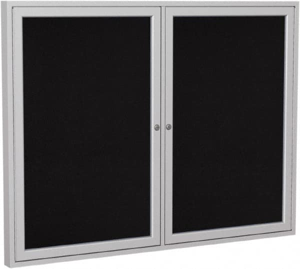 Ghent - 48" Wide x 36" High Enclosed Cork Bulletin Board - Rubber, Black - Benchmark Tooling