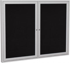 Ghent - 48" Wide x 36" High Enclosed Cork Bulletin Board - Rubber, Black - Benchmark Tooling