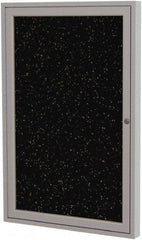 Ghent - 36" Wide x 24" High Enclosed Cork Bulletin Board - Rubber, Tan Speckled - Benchmark Tooling